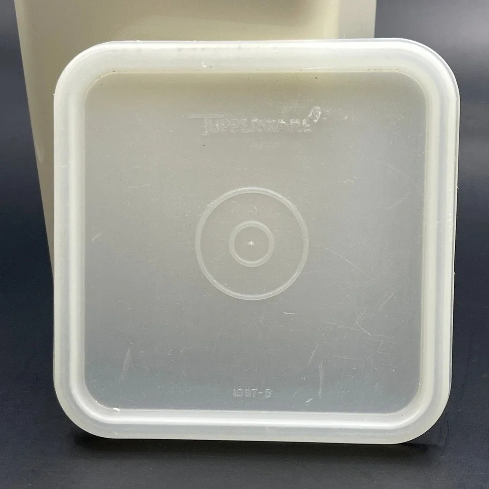 Tupperware Vintage Almond Cracker Keeper 1696-1 with Lid 1697-5 Cream 9 Inch